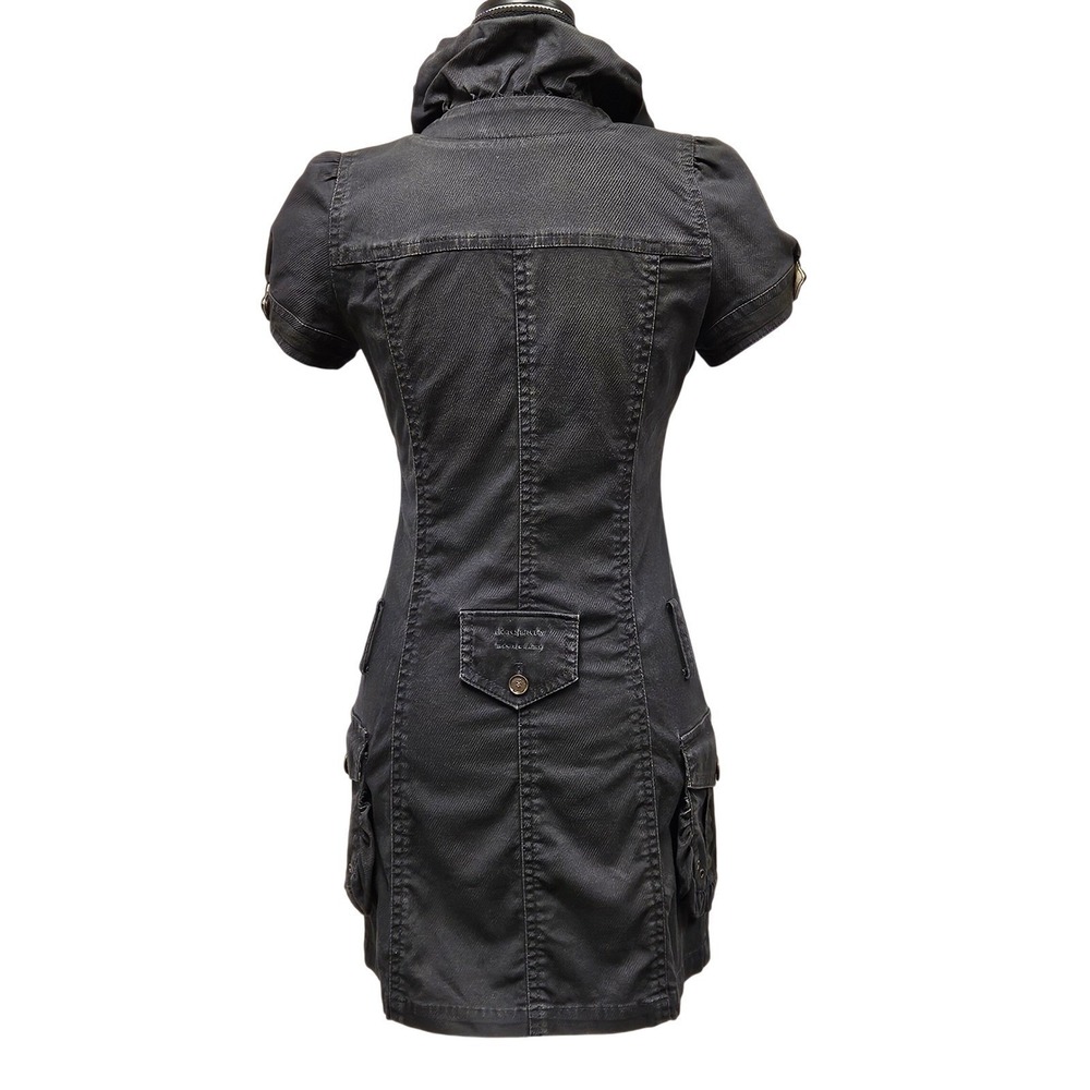 Burberry Blue Label Gray Denim-Style Wool Mini Dress Pouf Sleeve Archive Size 38 - Picture 6 of 16